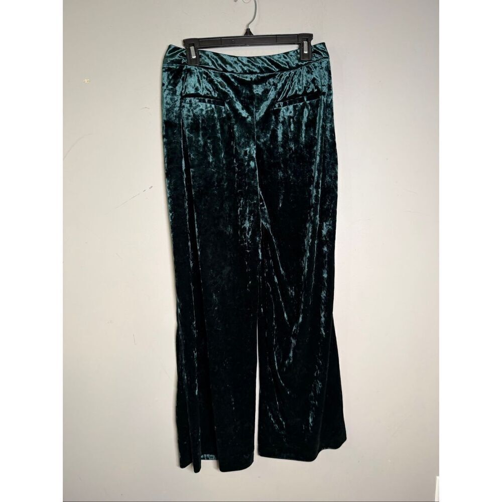 Cynthia Rowley emerald green velvet velour wide leg dress pants trousers - Picture 7 of 7